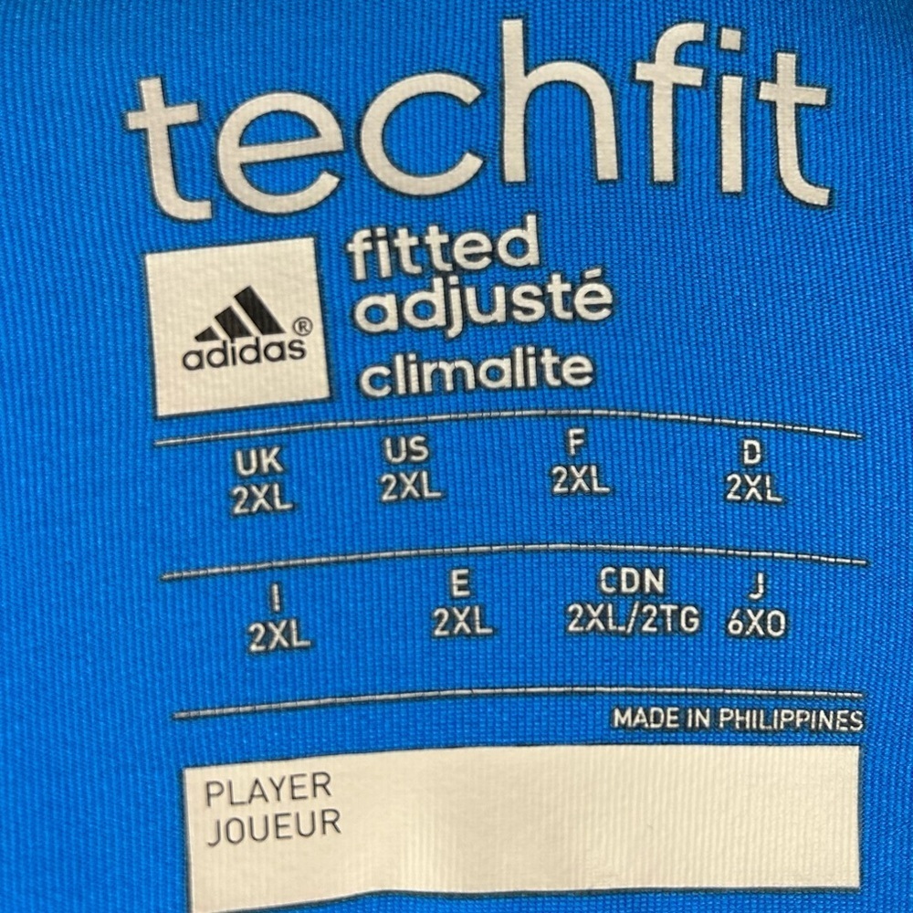 Adidas Techfit Climalite Fitted T Shirt Blue Mens Size 2XL Active Sporty Workout - Picture 7 of 11